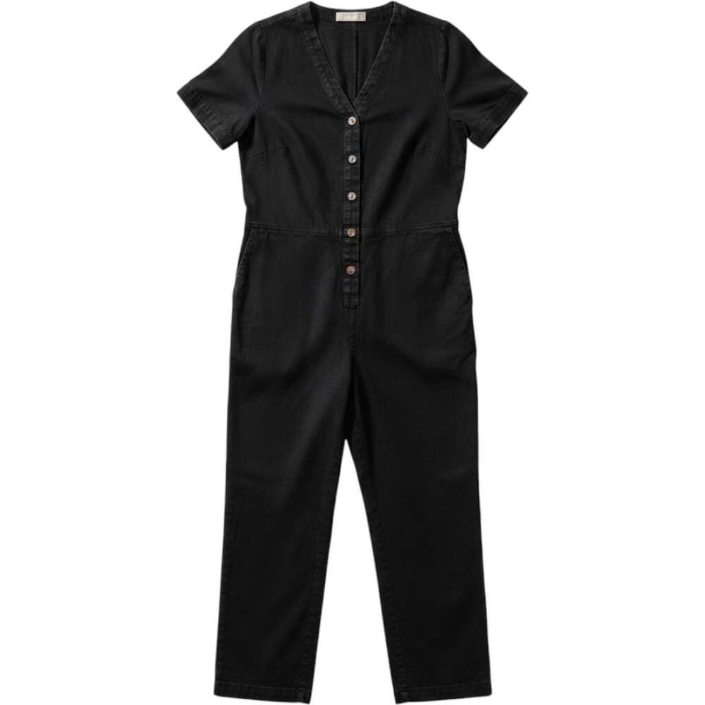 Everlane Linen Jumpsuit Womens 4 Button Front Quiet Luxury Lagenlook Chic